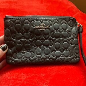 Coach Embossed Black Wristlet